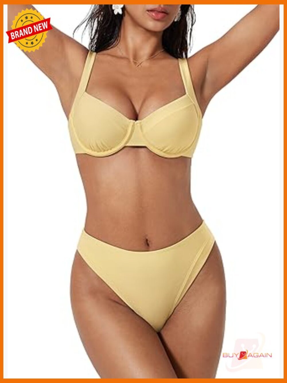 Color Block Underwire Bikini Sets Cheeky High Cut 2 Piece Swimsuit